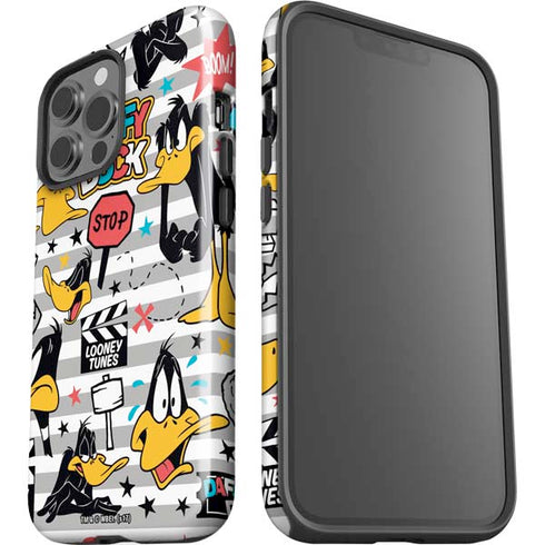 Looney Tunes Daffy Duck Striped Patches iPhone 15 Pro Max Impact Case