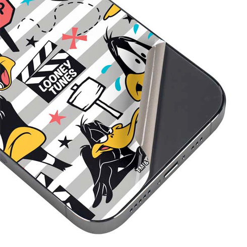 Looney Tunes Daffy Duck Striped Patches iPhone 14 Pro Max Skin