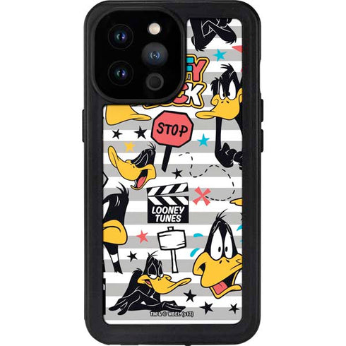 Looney Tunes Daffy Duck Striped Patches iPhone 14 Pro Max Waterproof Case
