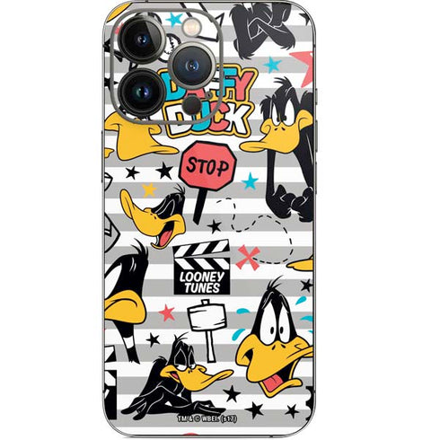 Looney Tunes Daffy Duck Striped Patches iPhone 14 Pro Skin