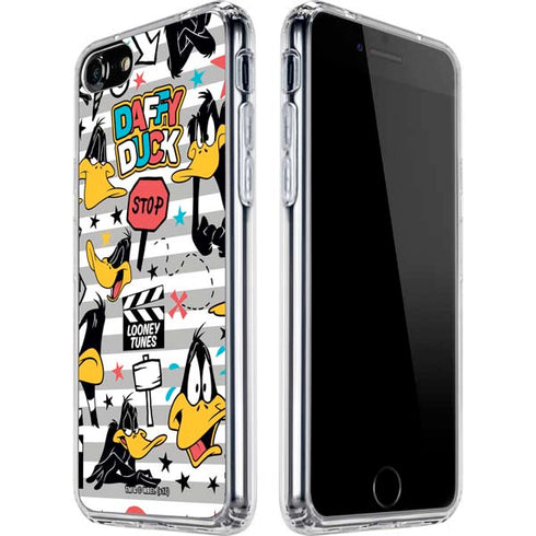Looney Tunes Daffy Duck Striped Patches iPhone SE (2nd & 3rd Gen) Clear Case