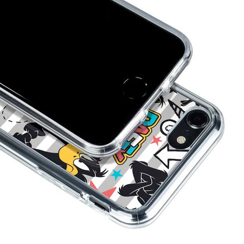 Looney Tunes Daffy Duck Striped Patches iPhone SE (2nd & 3rd Gen) Clear Case