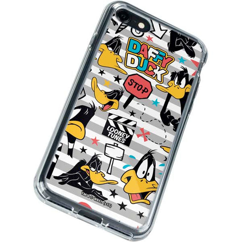 Looney Tunes Daffy Duck Striped Patches iPhone SE (2nd & 3rd Gen) Clear Case