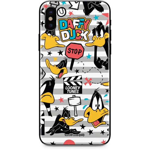 Looney Tunes Daffy Duck Striped Patches iPhone X Skin