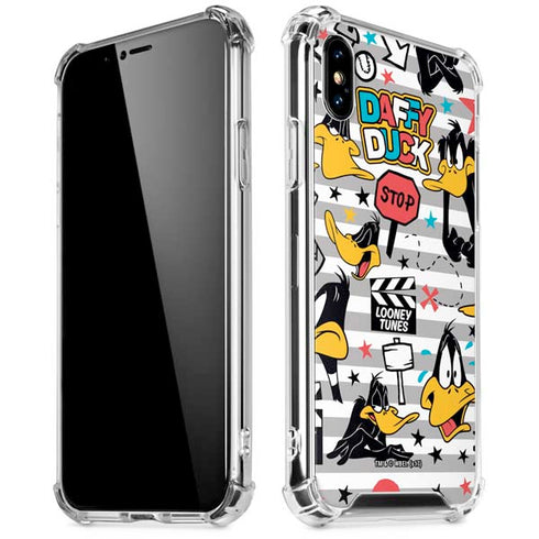 Looney Tunes Daffy Duck Striped Patches iPhone XS Max Clear Case