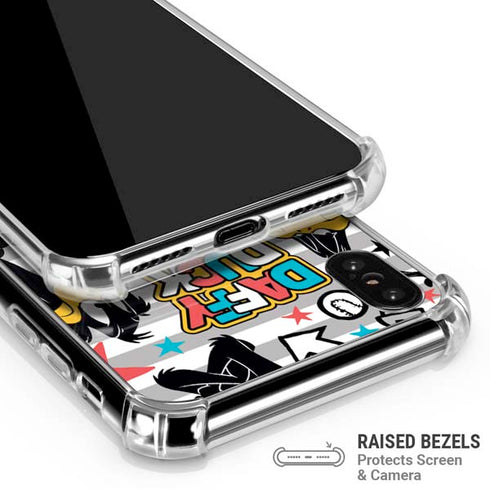 Looney Tunes Daffy Duck Striped Patches iPhone XS Max Clear Case