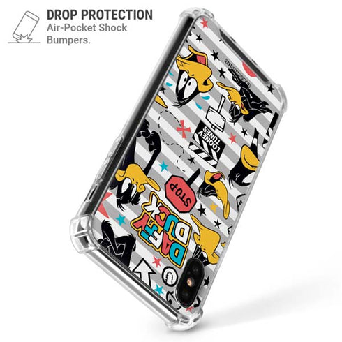 Looney Tunes Daffy Duck Striped Patches iPhone XS Max Clear Case