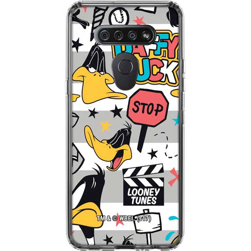 Looney Tunes Daffy Duck Striped Patches LG K51/Q51 Clear Case