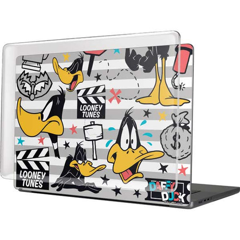 Looney Tunes Daffy Duck Striped Patches MacBook Pro 16in (2021-25) Case plus Skin