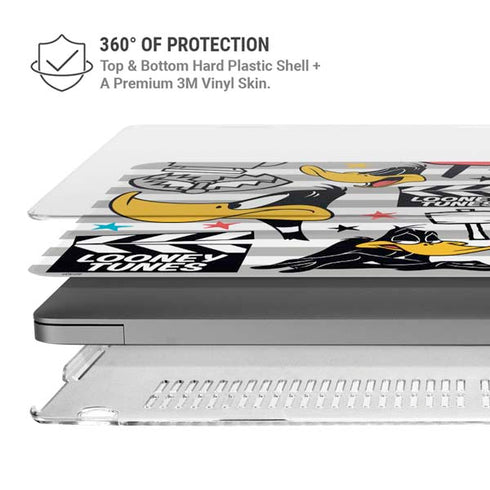 Looney Tunes Daffy Duck Striped Patches MacBook Pro 16in (2021-25) Case plus Skin