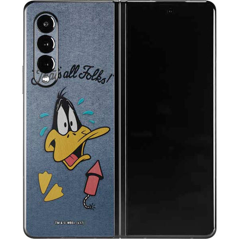 Looney Tunes Daffy Duck Thats All Folks Galaxy Z Fold3 5G Skin
