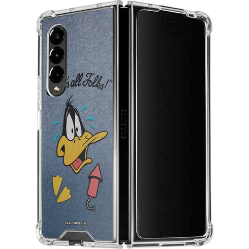 Looney Tunes Daffy Duck Thats All Folks Galaxy Z Fold4 5G Clear Case