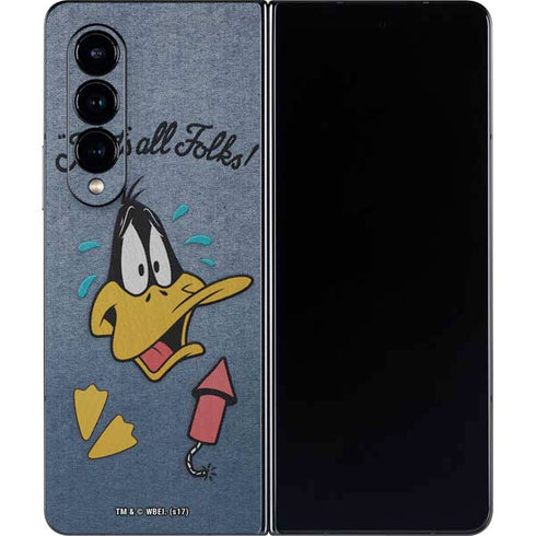 Looney Tunes Daffy Duck Thats All Folks Galaxy Z Fold4 5G Skin