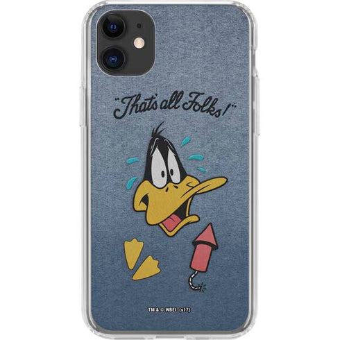 Looney Tunes Daffy Duck Thats All Folks iPhone 11 Clear Case