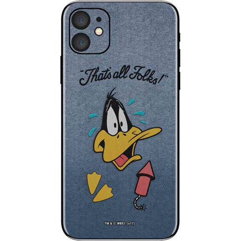 Looney Tunes Daffy Duck Thats All Folks iPhone 11 Skin