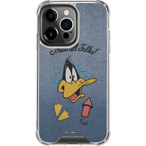 Looney Tunes Daffy Duck Thats All Folks iPhone 14 Pro Clear Case