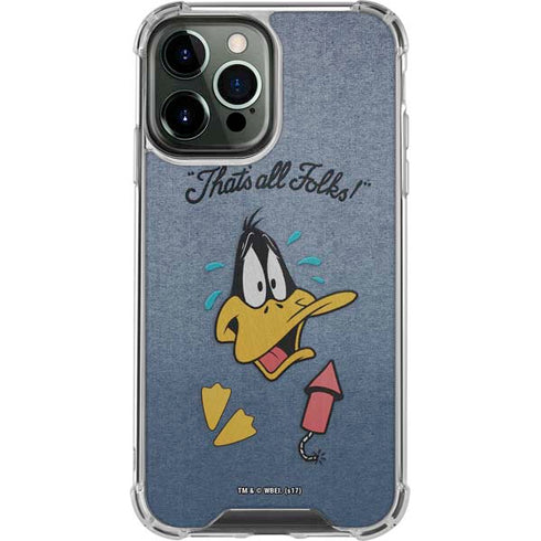 Looney Tunes Daffy Duck Thats All Folks iPhone 14 Pro Max Clear Case