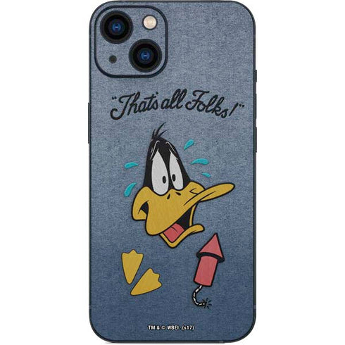 Looney Tunes Daffy Duck Thats All Folks iPhone 14 Skin
