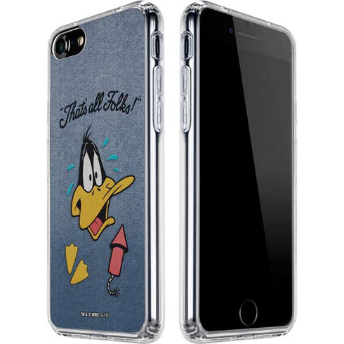 Looney Tunes Daffy Duck Thats All Folks iPhone SE (2nd & 3rd Gen) Clear Case