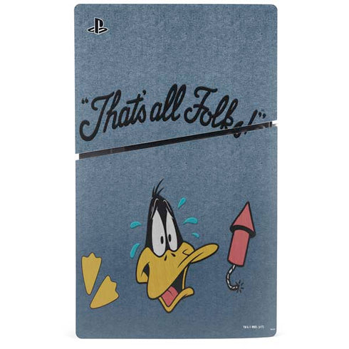 Looney Tunes Daffy Duck Thats All Folks PS5 Slim Disk Console Skin