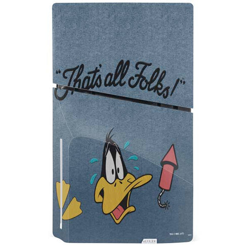 Looney Tunes Daffy Duck Thats All Folks PS5 Slim Disk Console Skin