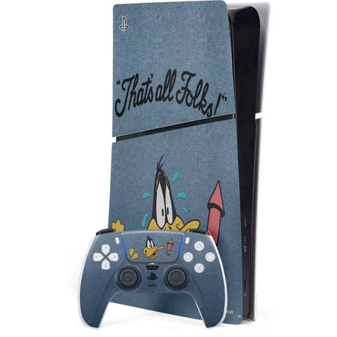 Looney Tunes Daffy Duck Thats All Folks PS5 Slim Digital Edition Console Skin