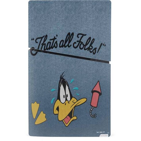 Looney Tunes Daffy Duck Thats All Folks PS5 Slim Digital Edition Console Skin