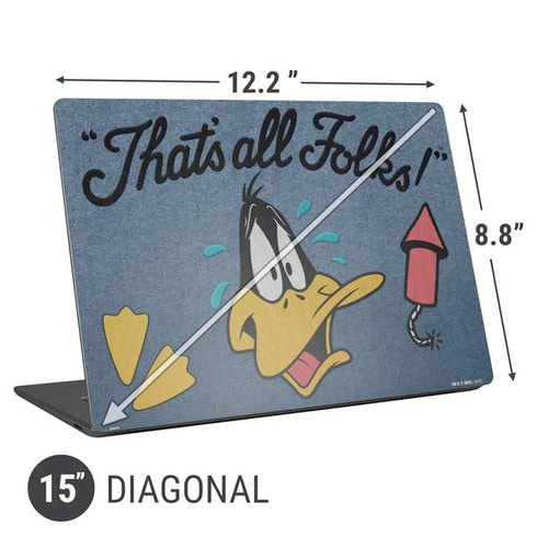 Looney Tunes Daffy Duck Thats All Folks Universal Laptop 15in (12.2 x 8.8in) Skin