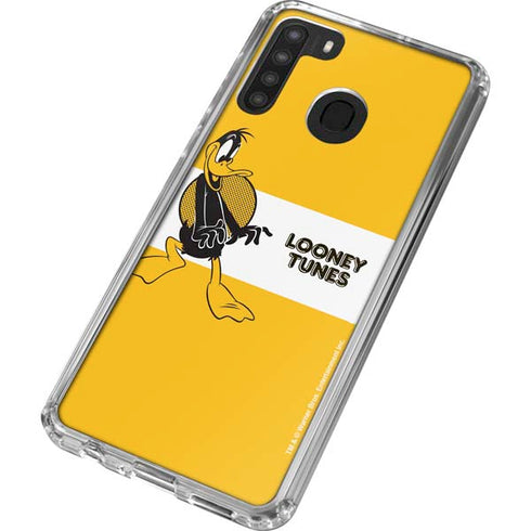 Looney Tunes Daffy Duck Yellow Stripes Galaxy A21 Clear Case