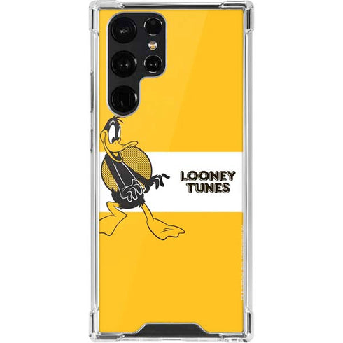 Looney Tunes Daffy Duck Yellow Stripes Galaxy S22 Ultra Clear Case