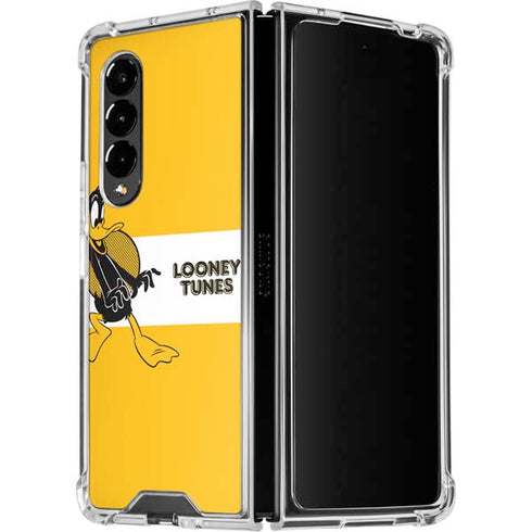 Looney Tunes Daffy Duck Yellow Stripes Galaxy Z Fold4 5G Clear Case