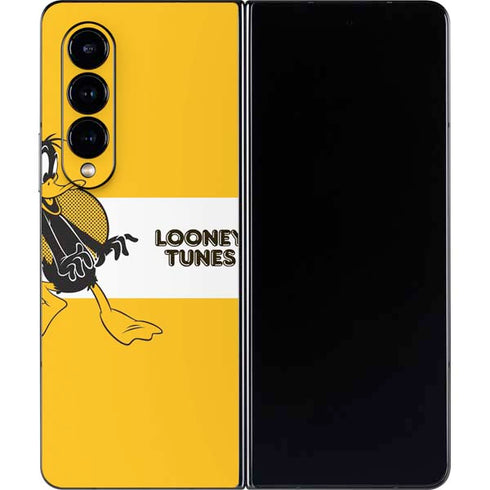 Looney Tunes Daffy Duck Yellow Stripes Galaxy Z Fold4 5G Skin