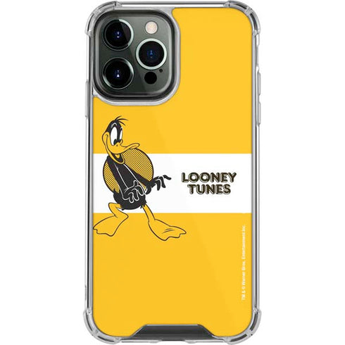 Looney Tunes Daffy Duck Yellow Stripes iPhone 14 Pro Max Clear Case