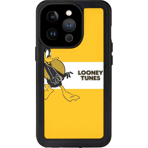 Looney Tunes Daffy Duck Yellow Stripes iPhone 14 Pro Waterproof Case