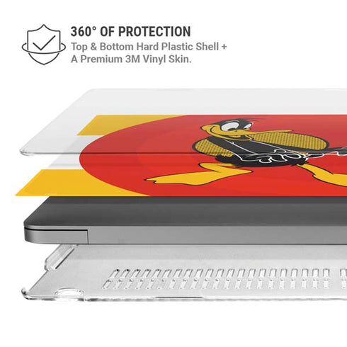 Looney Tunes Daffy Duck Yellow Stripes MacBook Pro 16in (2021-25) Case plus Skin