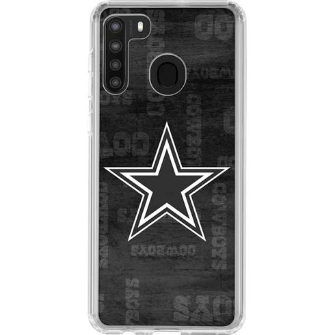 NFL Dallas Cowboys Black & White Galaxy A21 Clear Case