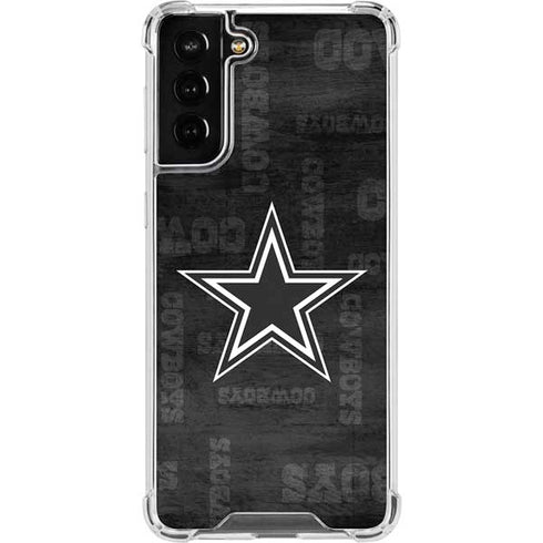 NFL Dallas Cowboys Black & White Galaxy S21 FE Clear Case