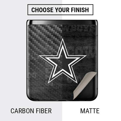 NFL Dallas Cowboys Black & White Galaxy Z Flip Skin