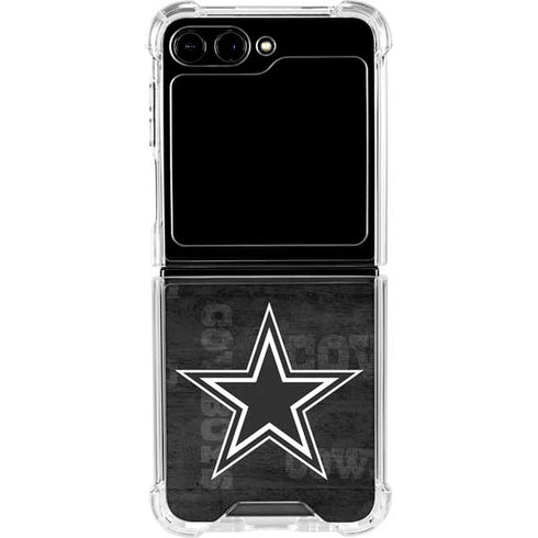 NFL Dallas Cowboys Black & White Galaxy Z Flip5 5G Clear Case