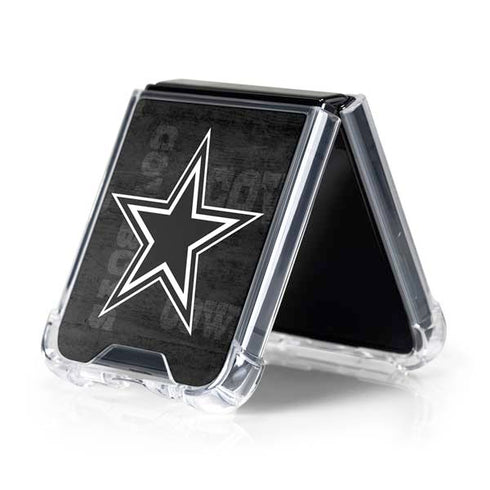 NFL Dallas Cowboys Black & White Galaxy Z Flip5 5G Clear Case