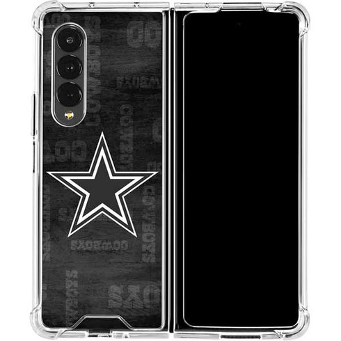 NFL Dallas Cowboys Black & White Galaxy Z Fold4 5G Clear Case