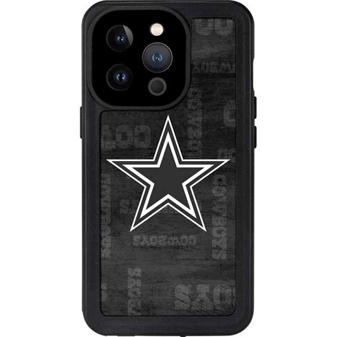 NFL Dallas Cowboys Black & White iPhone 14 Pro Waterproof Case