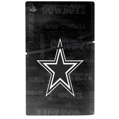 NFL Dallas Cowboys Black & White PS5 Slim Disk Bundle Skin