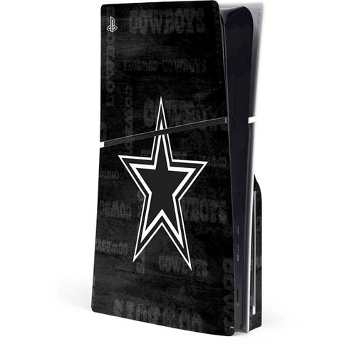 NFL Dallas Cowboys Black & White PS5 Slim Disk Console Skin