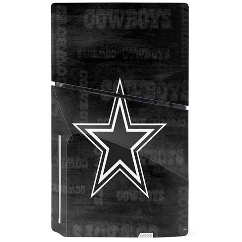 NFL Dallas Cowboys Black & White PS5 Slim Disk Console Skin