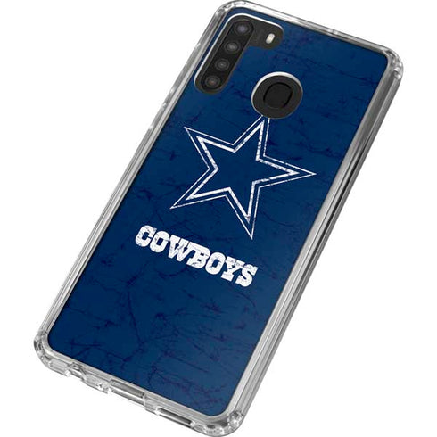 NFL Dallas Cowboys Distressed Galaxy A21 Clear Case