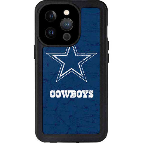 NFL Dallas Cowboys Distressed iPhone 14 Pro Waterproof Case