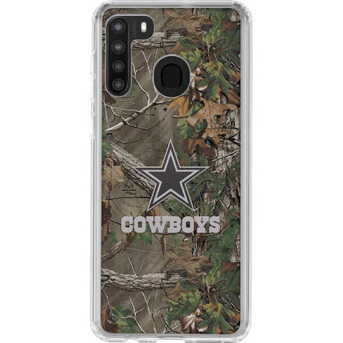 NFL Dallas Cowboys Realtree Xtra Green Camo Galaxy A21 Clear Case