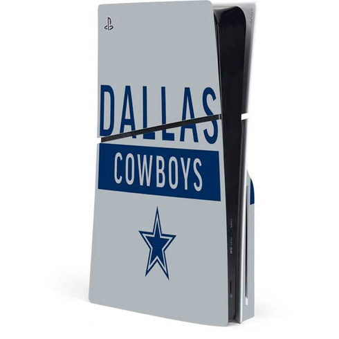 NFL Dallas Cowboys Silver Performance Series PS5 Slim Disk Console Skin