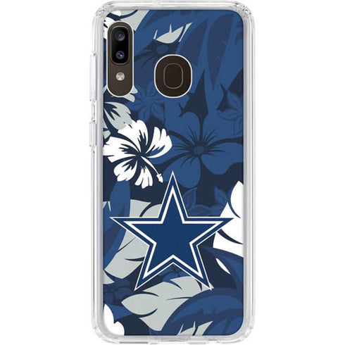 NFL Dallas Cowboys Tropical Print Galaxy A20 Clear Case